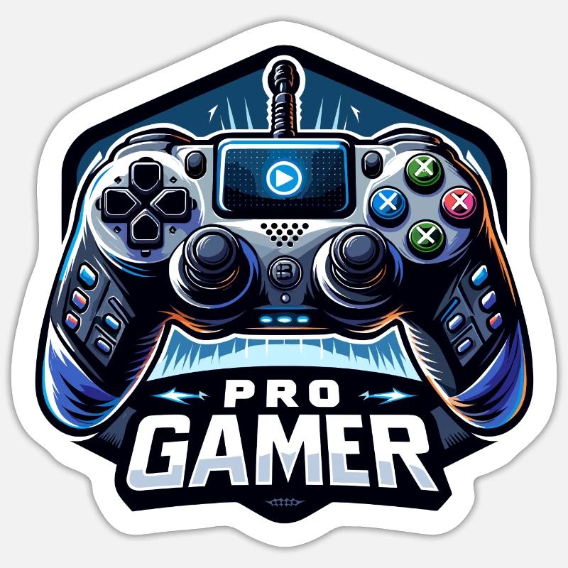 Pro Gamer - Controller Illustration - Sticker Größe S (10 x 10 cm) - Mattweiß