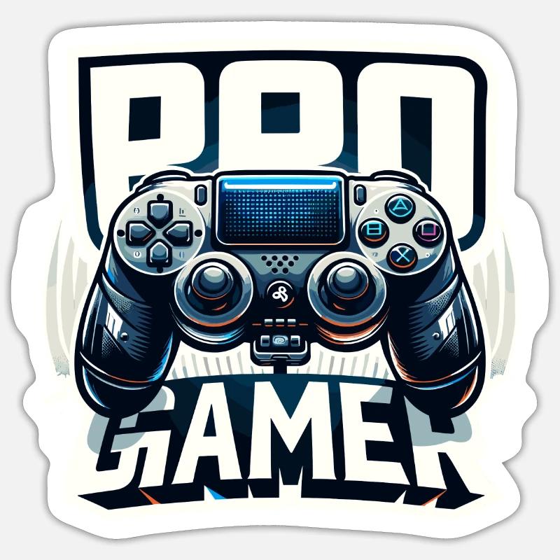 Pro Gamer - Controller Illustration - Sticker Größe S (10 x 10 cm) - Mattweiß