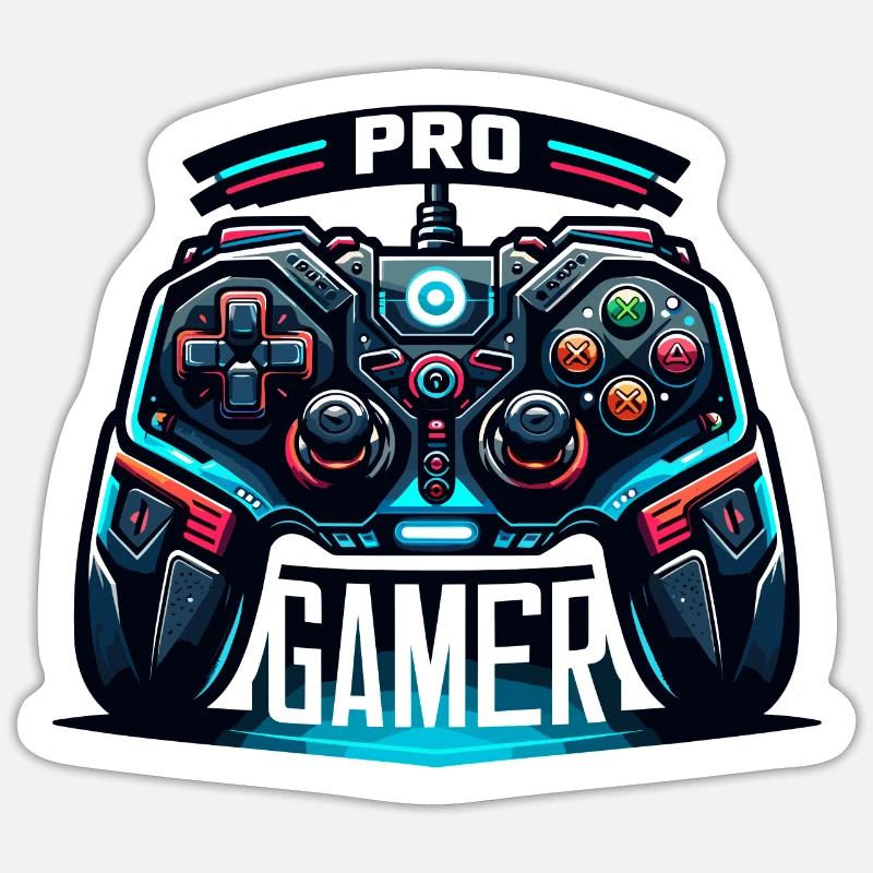 Pro Gamer - Controller Illustration - Sticker Größe S (10 x 10 cm) - Mattweiß