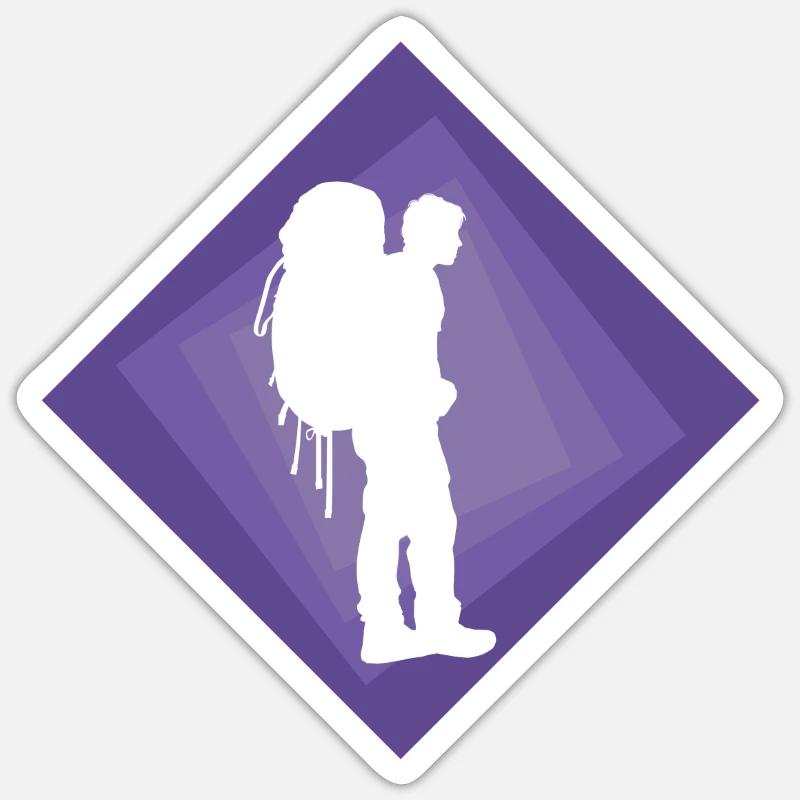 Backpacker Rucksack Wandern - Sticker Größe S (10 x 10 cm) - Mattweiß