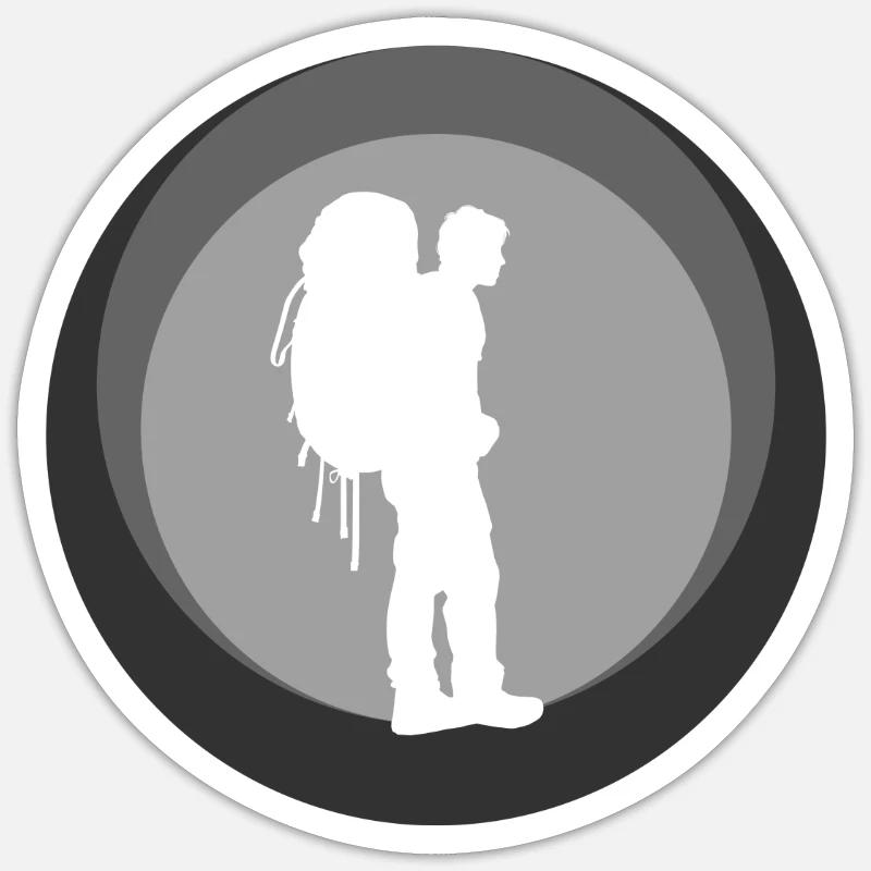 Backpacker Pilgrim Hike Sticker size S (10 x 10 cm)
