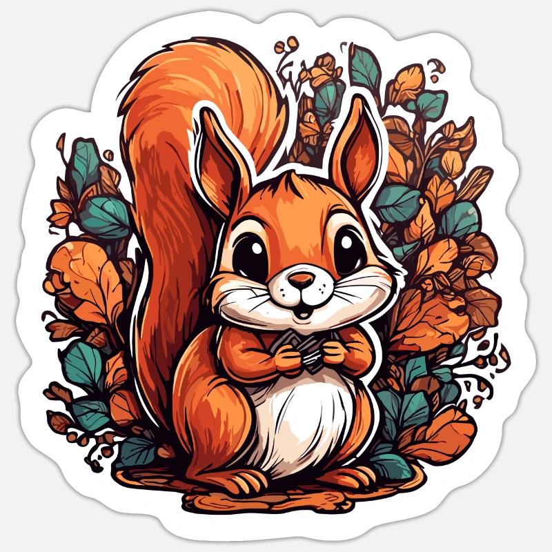 Eichhörnchen / Tier / Nagetier / Waldtier / Comic Sticker Größe S (10 x 10 cm)