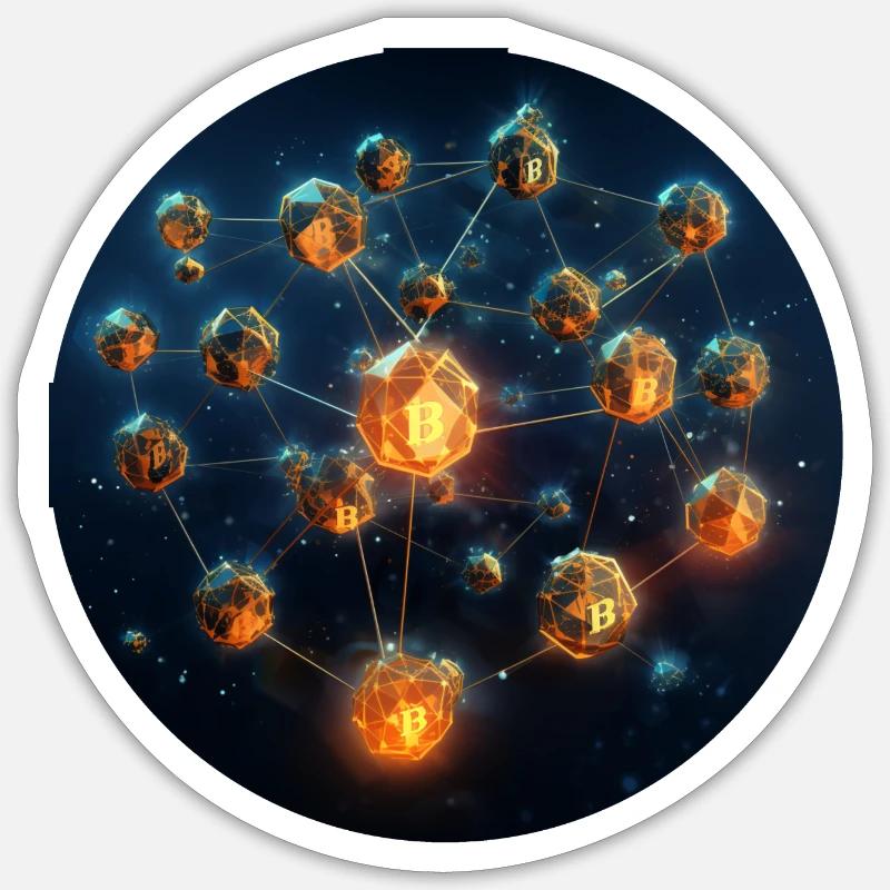 Bitcoin Krypto Blockchain Design - Sticker Größe S (10 x 10 cm) - Mattweiß