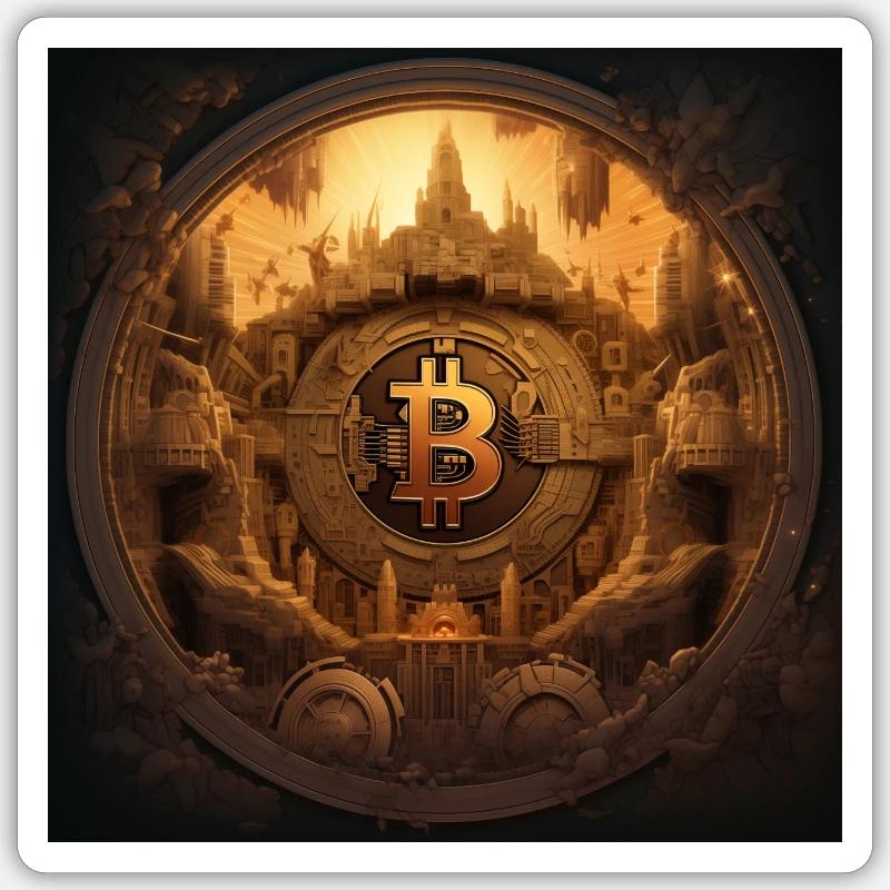 Bitcoin Krypto Blockchain Design - Sticker Größe S (10 x 10 cm) - Mattweiß