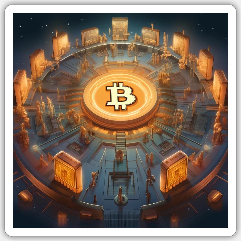 Bitcoin Krypto Blockchain Design - Sticker Größe S (10 x 10 cm) - Mattweiß
