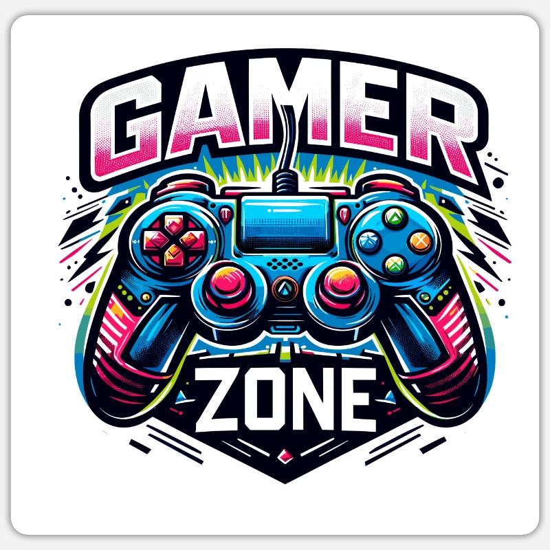 Gamer Zone - Controller Illustration - Sticker Größe S (10 x 10 cm) - Mattweiß