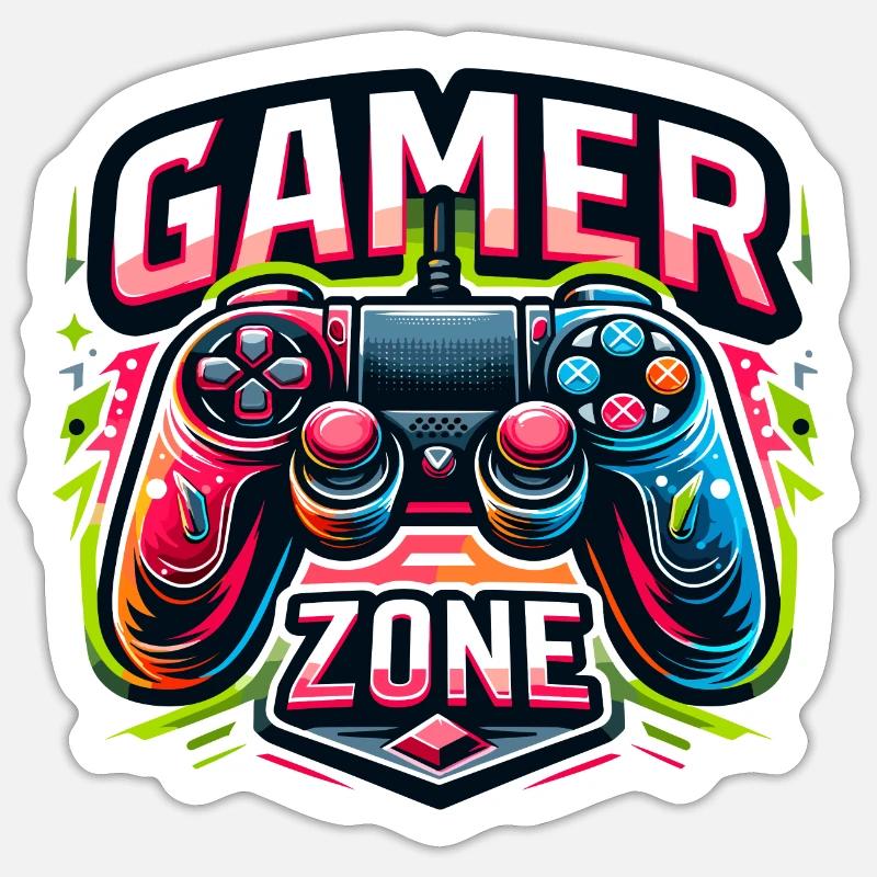 Gamer Zone - Controller Illustration - Sticker Größe S (10 x 10 cm) - Mattweiß