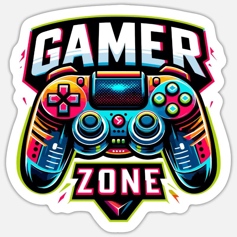 Gamer Zone - Controller Illustration - Sticker Größe S (10 x 10 cm) - Mattweiß
