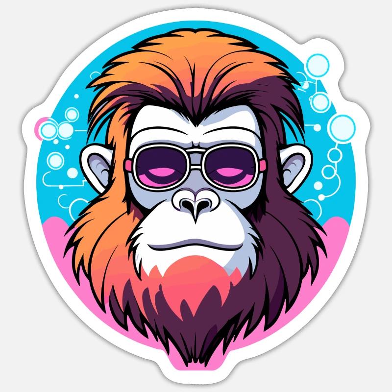 Monkey Illustration - Sticker size S (10 x 10 cm) - white matte