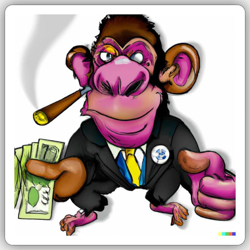 Bureau des singes - Sticker taille S (10 x 10 cm) - blanc mat