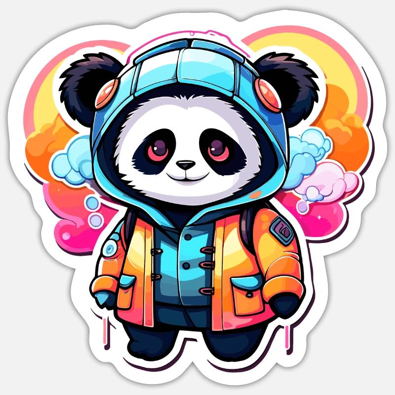 Dessin de panda - Sticker taille S (10 x 10 cm) - blanc mat