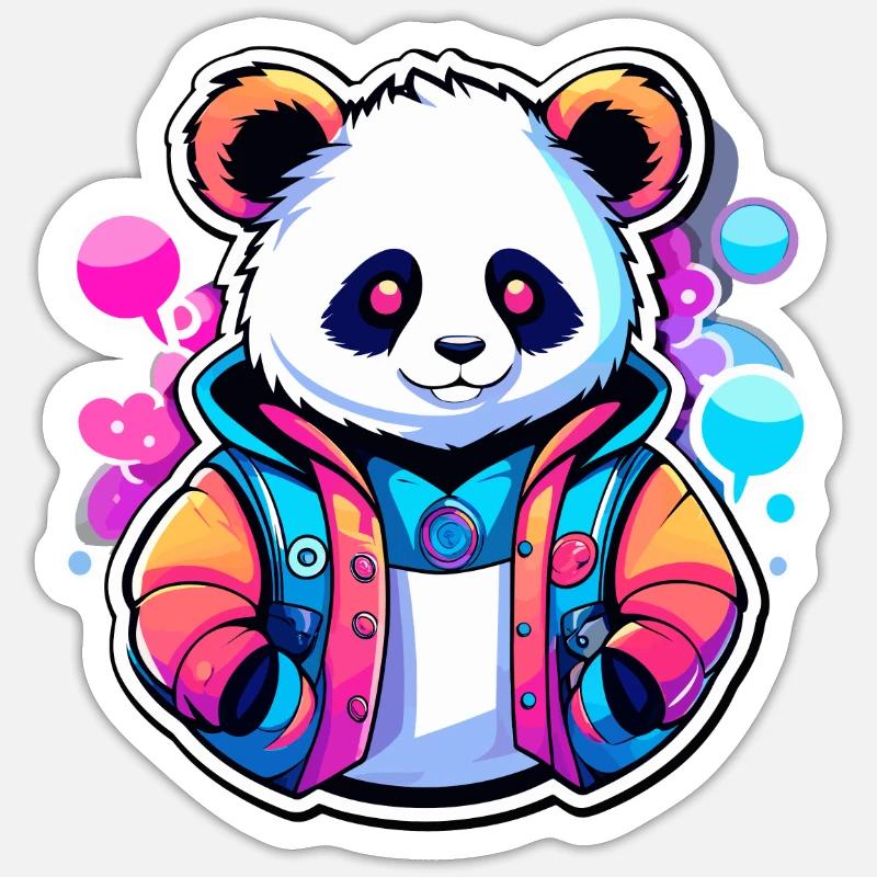 Dessin de panda - Sticker taille S (10 x 10 cm) - blanc mat