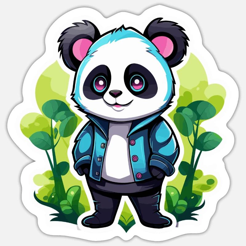 Dessin de panda - Sticker taille S (10 x 10 cm) - blanc mat