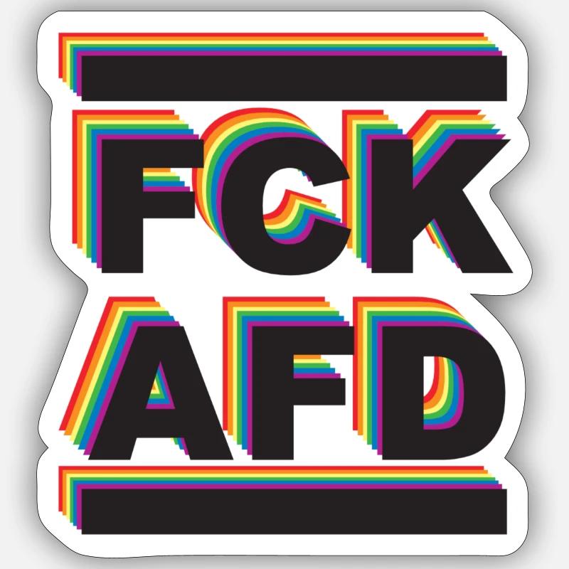 FCK AFD Rainbow - Sticker Größe S (10 x 10 cm) - Mattweiß