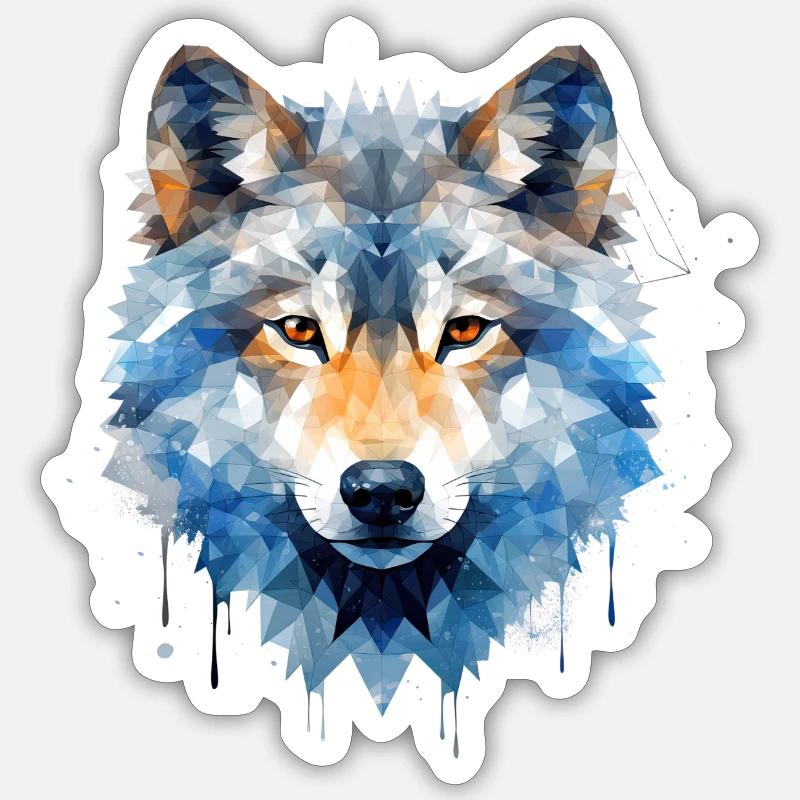 Geometric Wolf - Sticker size S (10 x 10 cm) - white matte
