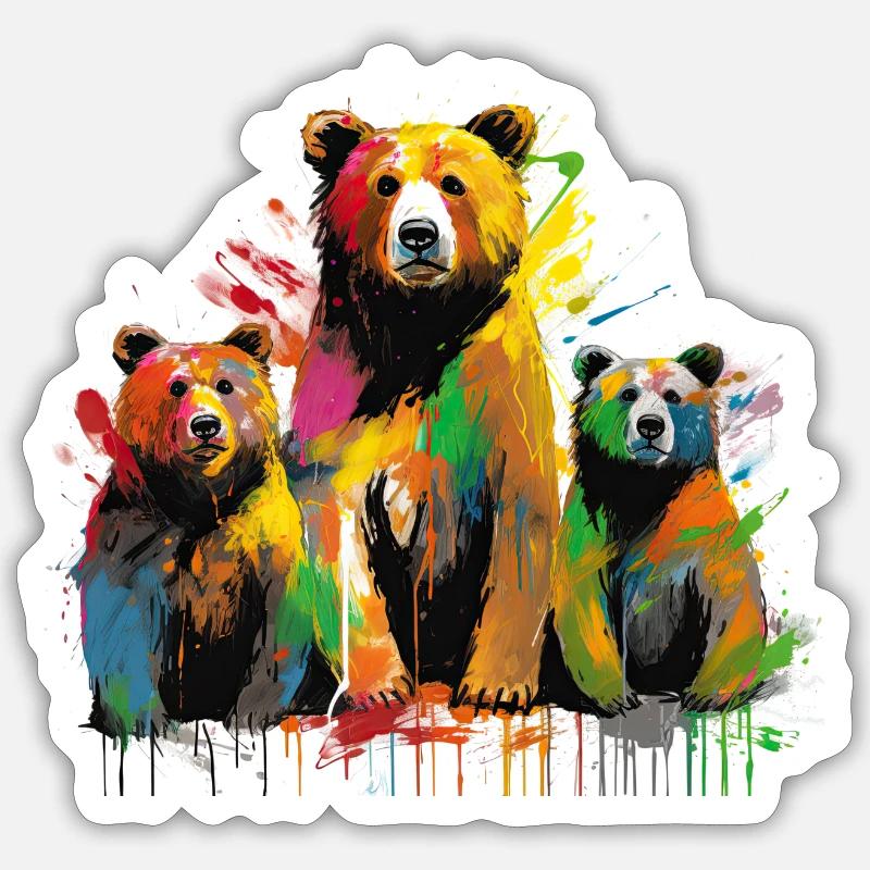 Ours Grafitti - Sticker taille S (10 x 10 cm) - blanc mat