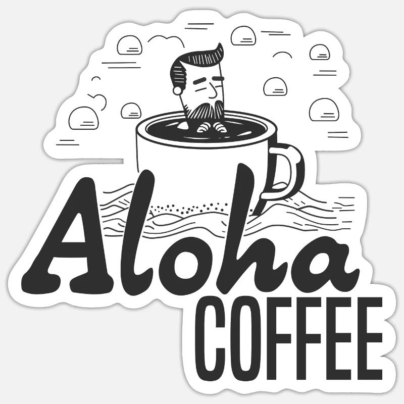 aCoffee Guy ... Café Aloha - Sticker taille S (10 x 10 cm) - blanc mat
