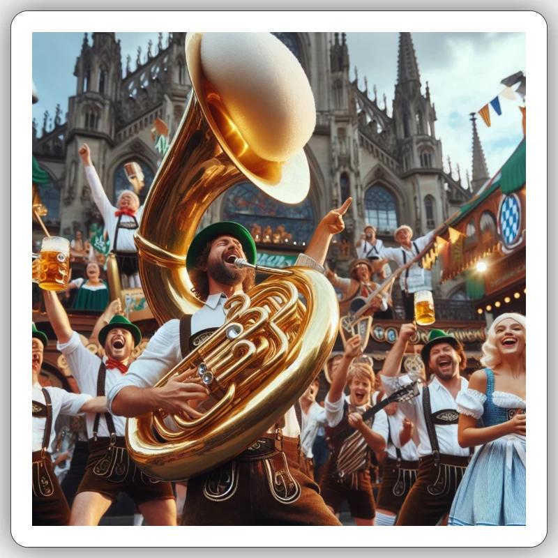 Tuba Bier - Sticker Größe S (10 x 10 cm) - Mattweiß