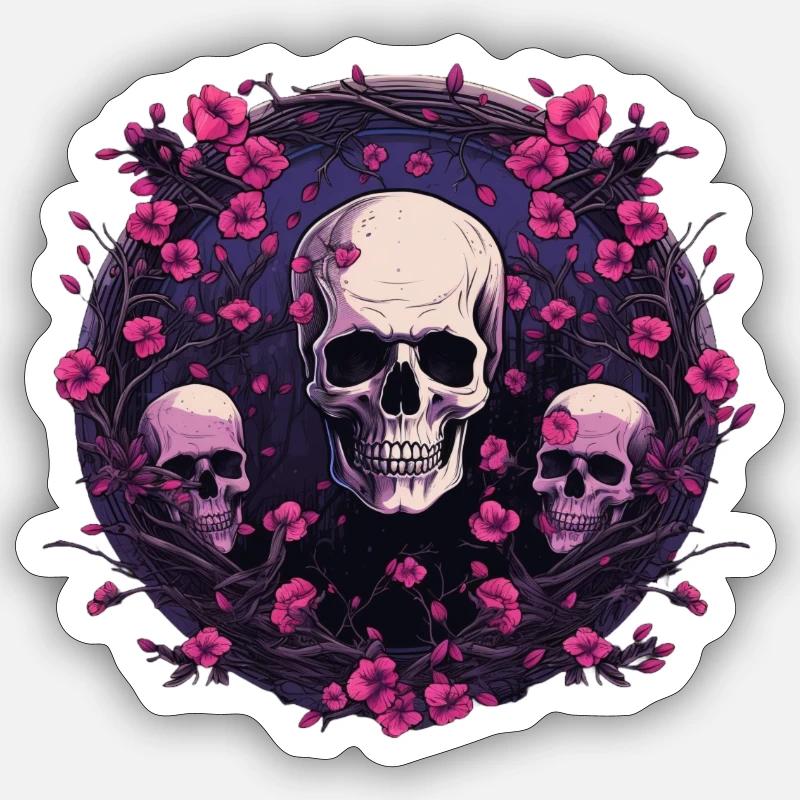 Midnight Bloom Circle - Sticker Größe S (10 x 10 cm) - Mattweiß