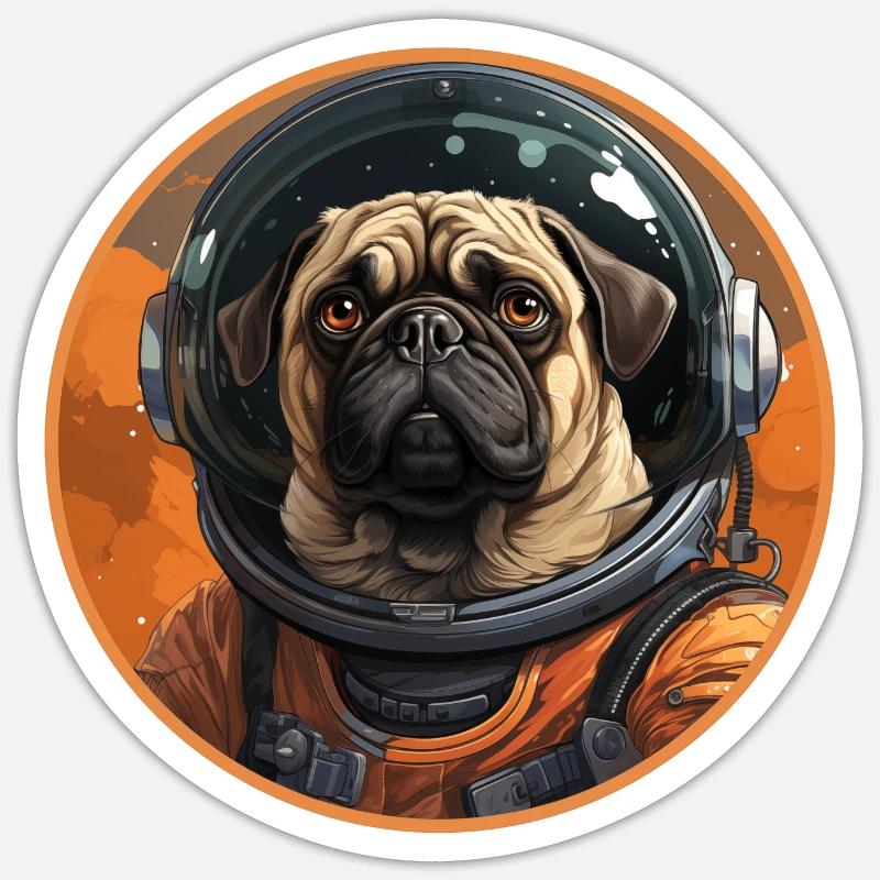 Pug Austronaut - Sticker size S (10 x 10 cm) - white matte