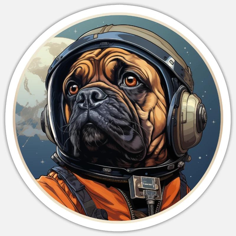 Pug Austronaut - Sticker size S (10 x 10 cm) - white matte