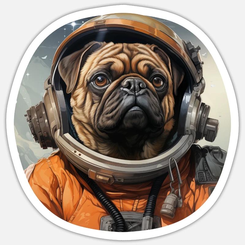 Pug Austronaut - Sticker size S (10 x 10 cm) - white matte