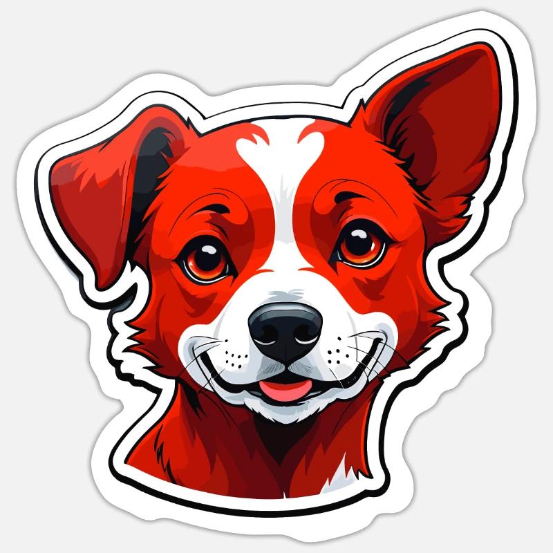 Chien heureux - Sticker taille S (10 x 10 cm) - blanc mat