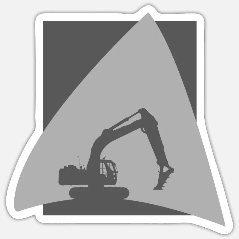 Bauarbeiter Bagger Bagger - Sticker Größe S (10 x 10 cm) - Mattweiß