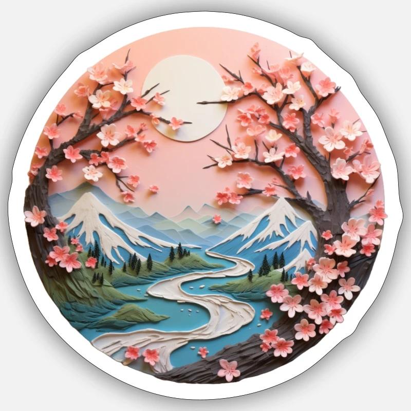 Cherry-Overlook - Sticker Größe S (10 x 10 cm) - Mattweiß