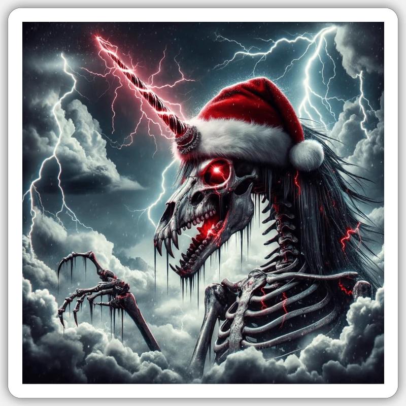 Licorne de Noël Sticker taille S (10 x 10 cm)
