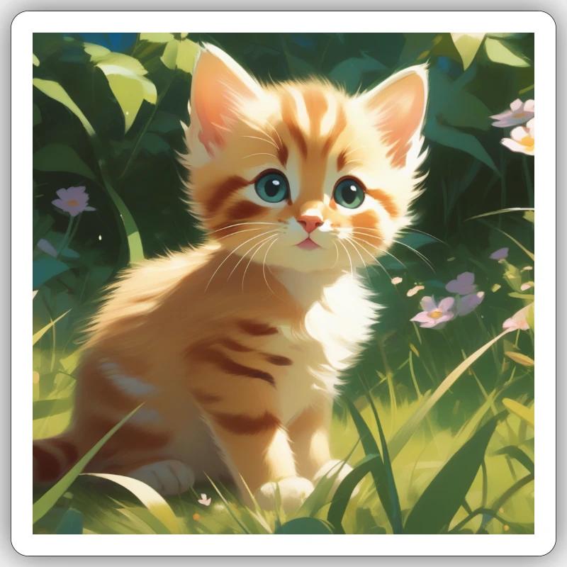 Bébé chaton. - Sticker taille S (10 x 10 cm) - blanc mat
