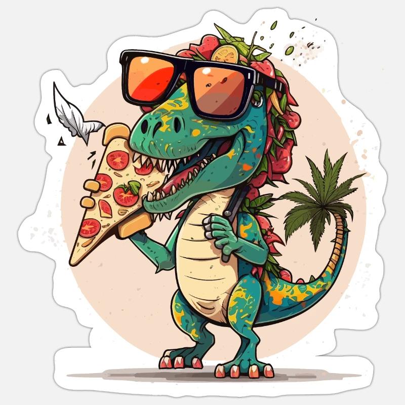 Pizza-saurus - Sticker size S (10 x 10 cm) - white matte