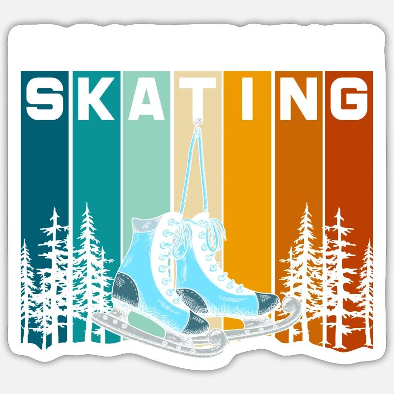 Eislaufen Schlittschuhe Kälte Eislauf - Sticker Größe S (10 x 10 cm) - Mattweiß