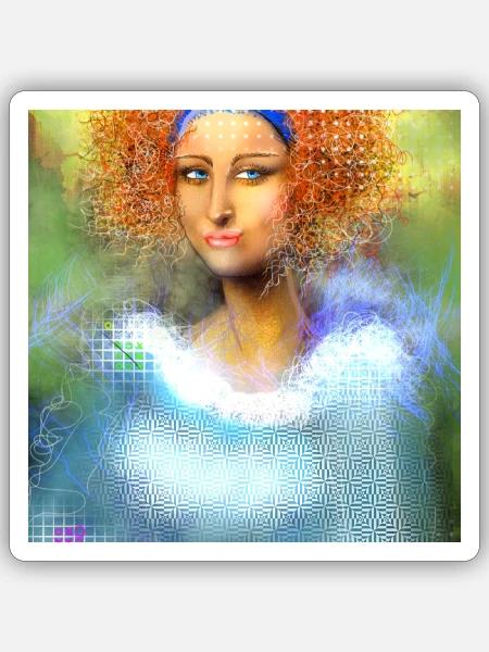 Kreative Powerfrau Digital-Art - Sticker Größe S (10 x 10 cm) - Mattweiß