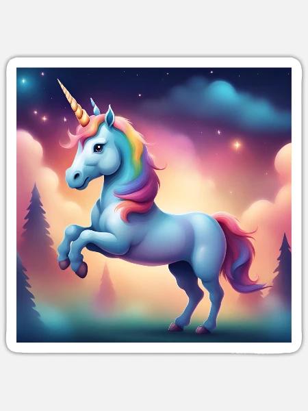 Einhorn, Fantastisches Tier, Fabeltier - Sticker Größe S (10 x 10 cm) - Mattweiß