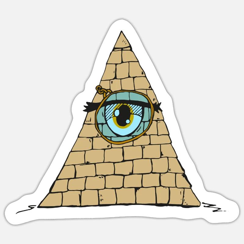 Oeil pyramidal avec Monokle - Style de dessin animé Sticker taille S (10 x 10 cm)