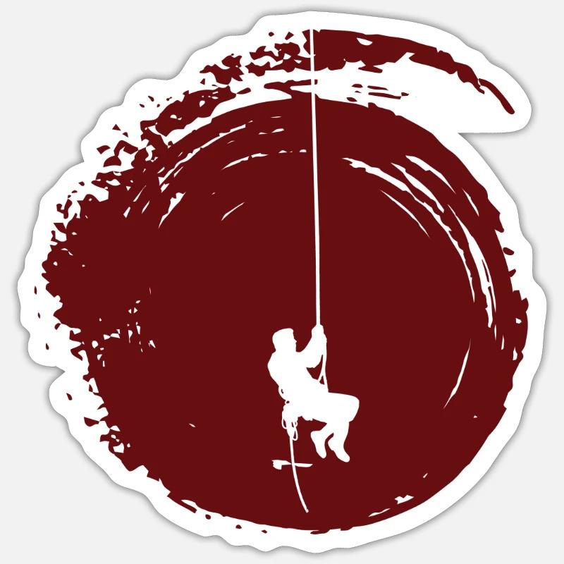 Bergsteiger Seilklettern Alpinist - Sticker Größe S (10 x 10 cm) - Mattweiß