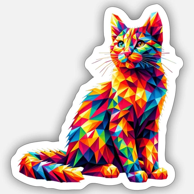 Chat - Sticker taille S (10 x 10 cm) - blanc mat