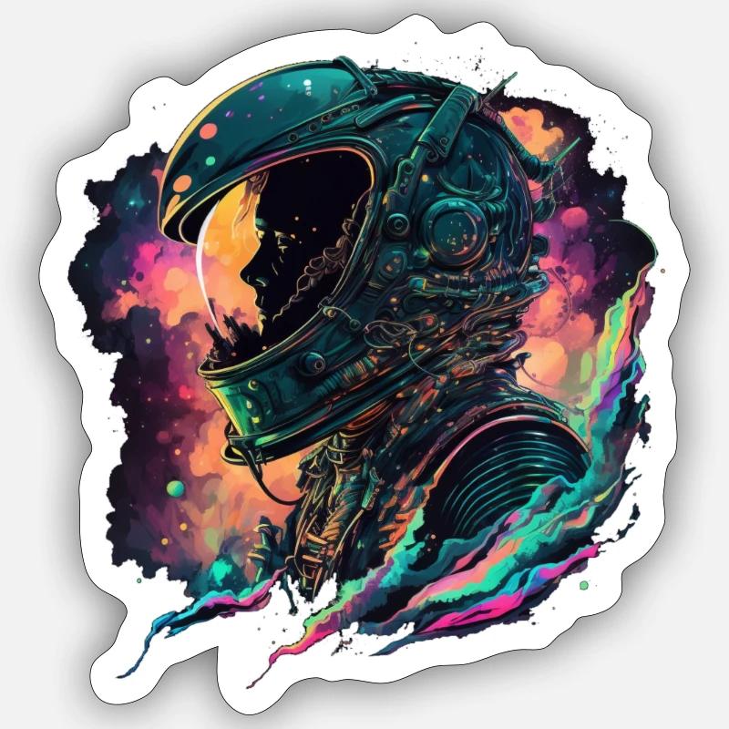 Arc-en-ciel de l’espace - Sticker taille S (10 x 10 cm) - blanc mat