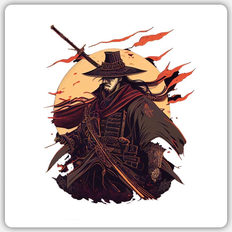 samurai - Sticker size S (10 x 10 cm) - white matte