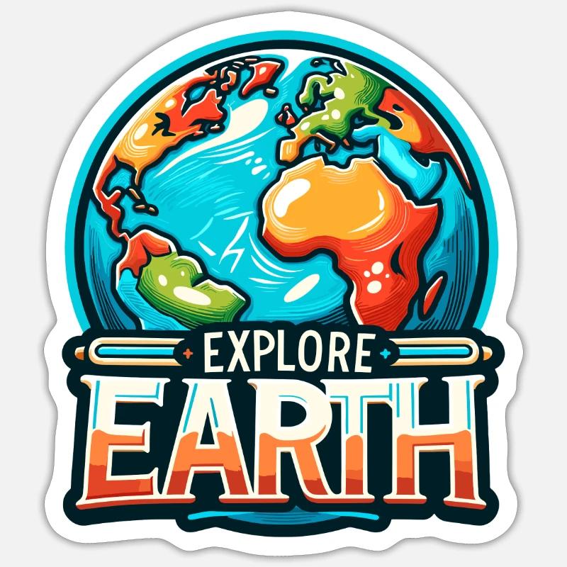 Explore Earth - Erde Illustration Sticker Größe S (10 x 10 cm)
