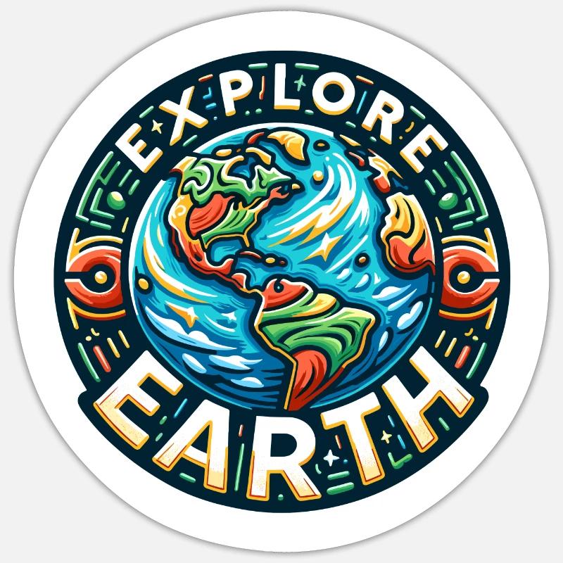 Explore Earth - Erde Illustration Sticker Größe S (10 x 10 cm)