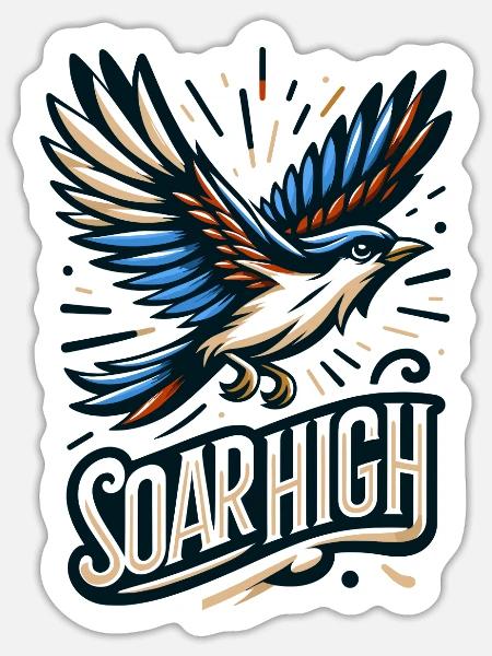 Soar High - Vogel Illustration - Sticker Größe S (10 x 10 cm) - Mattweiß