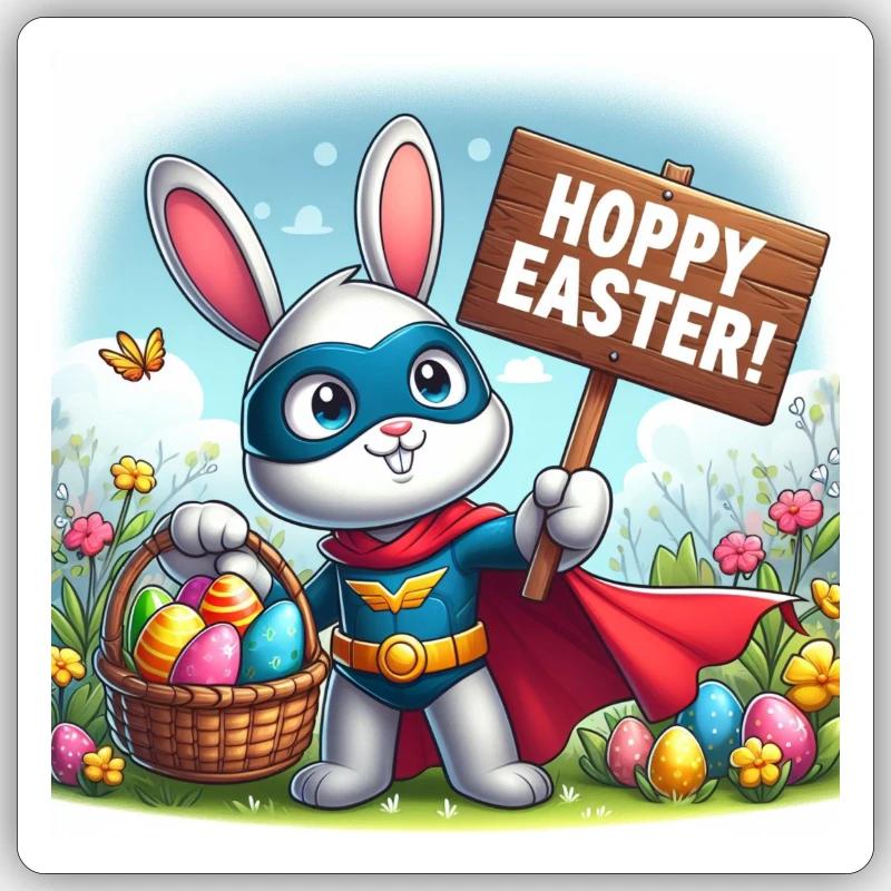 Easter Bunny with "HOPPY EASTER!" Sticker size S (10 x 10 cm)