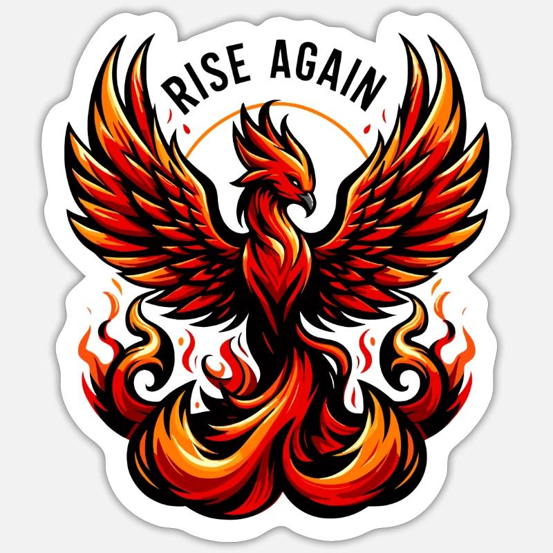 Rise Again - Phönix Illustration - Sticker Größe S (10 x 10 cm) - Mattweiß