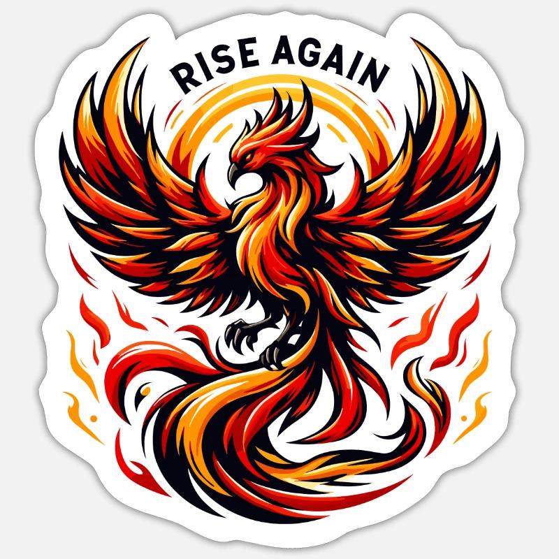 Rise Again - Phoenix Illustration - Sticker size S (10 x 10 cm) - white matte