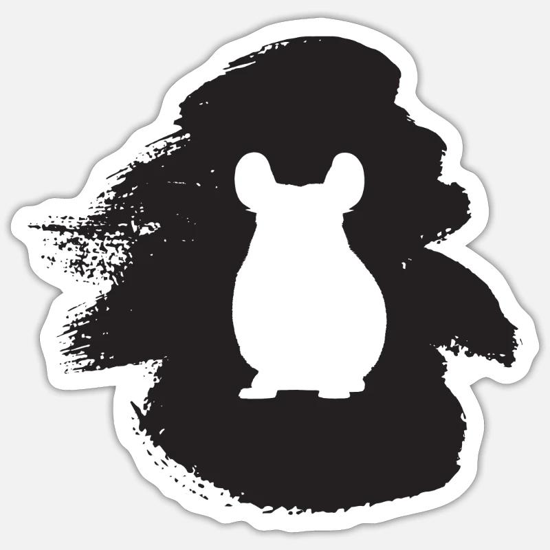 Hamster Chinchilla Tamia - Sticker taille S (10 x 10 cm) - blanc mat