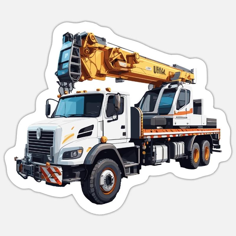 Kran / Baustelle / Seilwinde / Kransystem - Sticker Größe S (10 x 10 cm) - Mattweiß