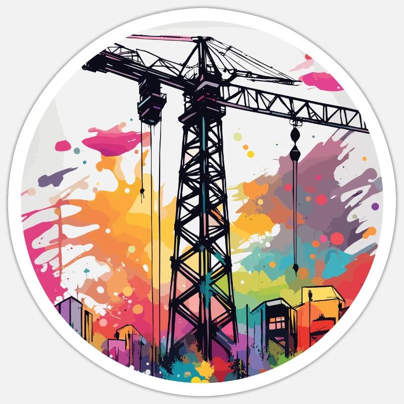 Kran / Baustelle / Seilwinde / Kransystem Sticker Größe S (10 x 10 cm)