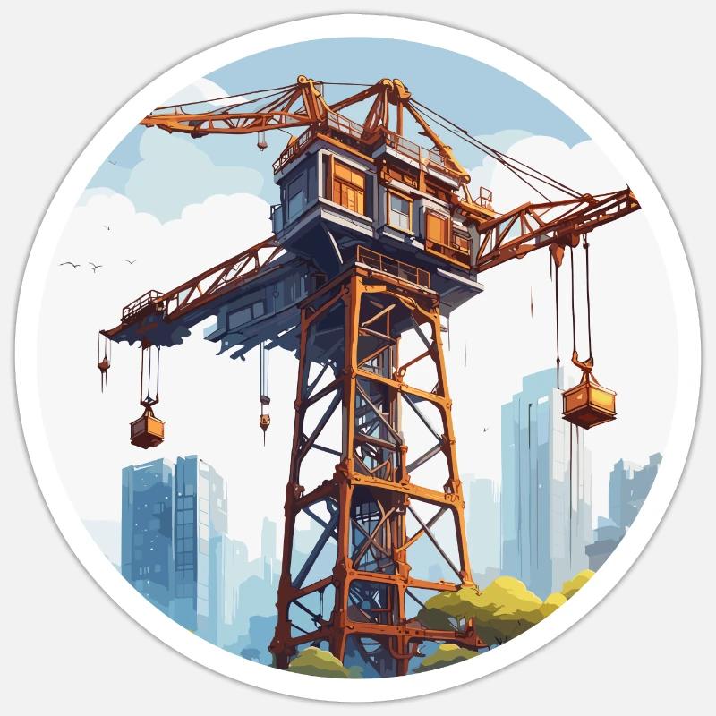 Kran / Baustelle / Seilwinde / Kransystem Sticker Größe S (10 x 10 cm)